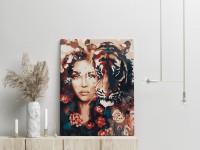 Kobieta i tygrys w kwiatach - Malowanie po numerach