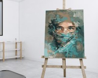 Portret pielęgniarki w masce - Malowanie po numerach