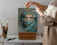 Portret pielęgniarki w masce - Malowanie po numerach