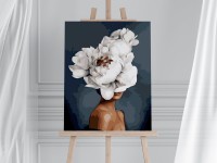 Kobieta w białych piwoniach - Malowanie po numerach