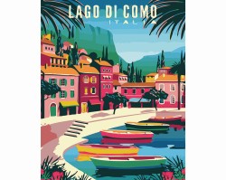 Lago di Como - jezioro w górach - Malowanie po numerach