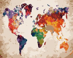 Stara mapa świata retro - Malowanie po numerach