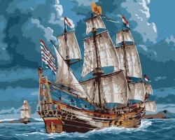 Piracki statek żaglowiec - Malowanie po numerach