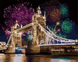Fajerwerki nad Tower Bridge w Londynie - Malowanie po numerach