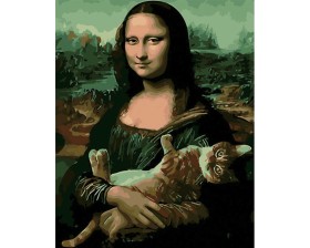 Mona Lisa z kotem  - Malowanie po numerach