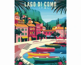 Lago di Como - jezioro w górach - Malowanie po numerach