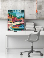 Lago di Como - jezioro w górach - Malowanie po numerach