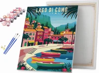 Lago di Como - jezioro w górach - Malowanie po numerach