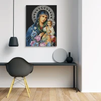 Ikona Matki Bożej - Maryja z Jezusem - Malowanie po numerach 