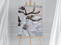 Drzewo biały kwiat magnolii - Malowanie ponumerach