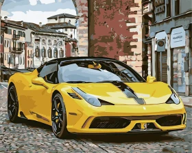Żółte Ferrari 458 - samochód sportowy - Malowanie po numerach