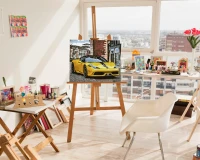 Żółte Ferrari 458 - samochód sportowy - Malowanie po numerach