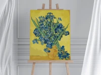 Wazon z irysami na żółtym tle - Van Gogh - Malowanie po numerach