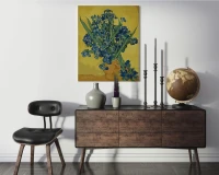 Wazon z irysami na żółtym tle - Van Gogh - Malowanie po numerach
