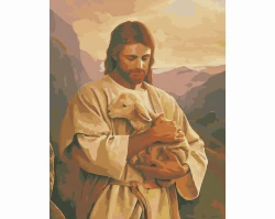 Jezus z owieczką - Malowanie po numerach