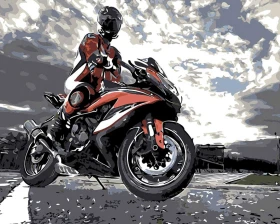 Motor - Motocyklista - Malowanie po numerach