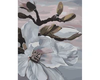 Drzewo biały kwiat magnolii - Malowanie ponumerach