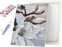 Drzewo biały kwiat magnolii - Malowanie ponumerach