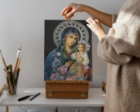 Ikona Matki Bożej - Maryja z Jezusem - Malowanie po numerach 