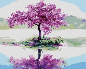 Kwitnąca wiśnia Sakura - Malowanie po numerach