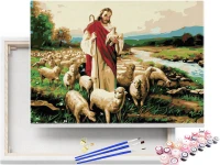 Jezus Pasterz z owcami - Malowanie po numerach