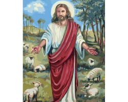 Jezus Chrystus Dobry Pasterz - Malowanie po numerach