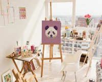 Kolorowa geometryczna panda - Malowanie po numerach