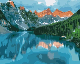 Jezioro Moraine  w Kanadzie - Malowanie po numerach