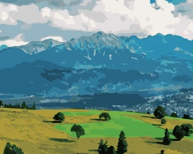 Widok na Zakopane i Tatry - Malowanie po numerach