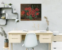 Czerwone maki w wazonie - Malowanie po numerach