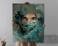 Portret pielęgniarki w masce - Malowanie po numerach