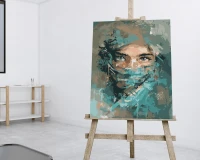Portret pielęgniarki w masce - Malowanie po numerach