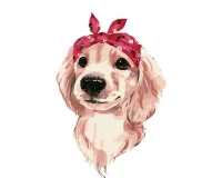 Cocker spaniel z kokardką - Malowanie po numerach