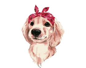 Cocker spaniel z kokardką - Malowanie po numerach
