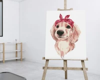 Cocker spaniel z kokardką - Malowanie po numerach