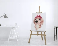 Cocker spaniel z kokardką - Malowanie po numerach
