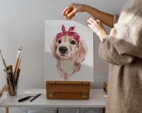 Cocker spaniel z kokardką - Malowanie po numerach