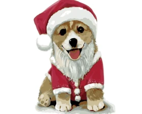 Zabawny corgi pies Mikołaja - Malowanie po numerach