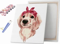 Cocker spaniel z kokardką - Malowanie po numerach